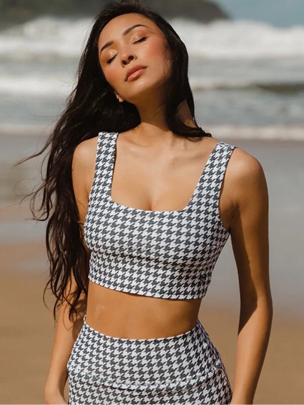 Albion Houndstooth Olivia Swim Crop Top Size XS